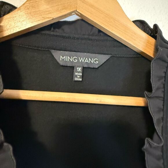 Ming Wang Ruffle Edge Open Front Knit Cardigan Size 1X - Picture 7 of 11
